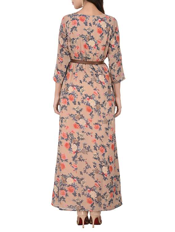 brown floral printed maxi dress - 14213945 -  Standard Image - 2