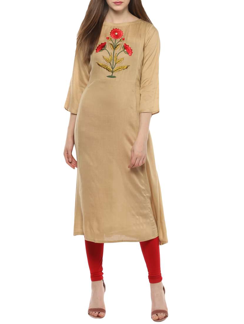 beige viscose aline kurta
