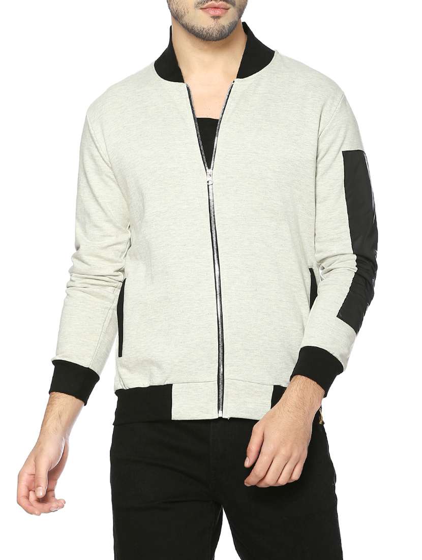 beige cotton bomber jacket