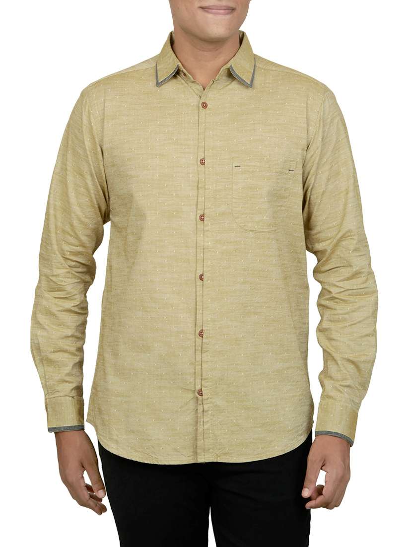 beige cotton casual shirt