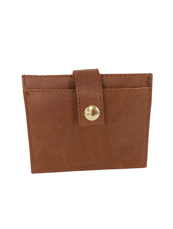 brown leatherette card holder