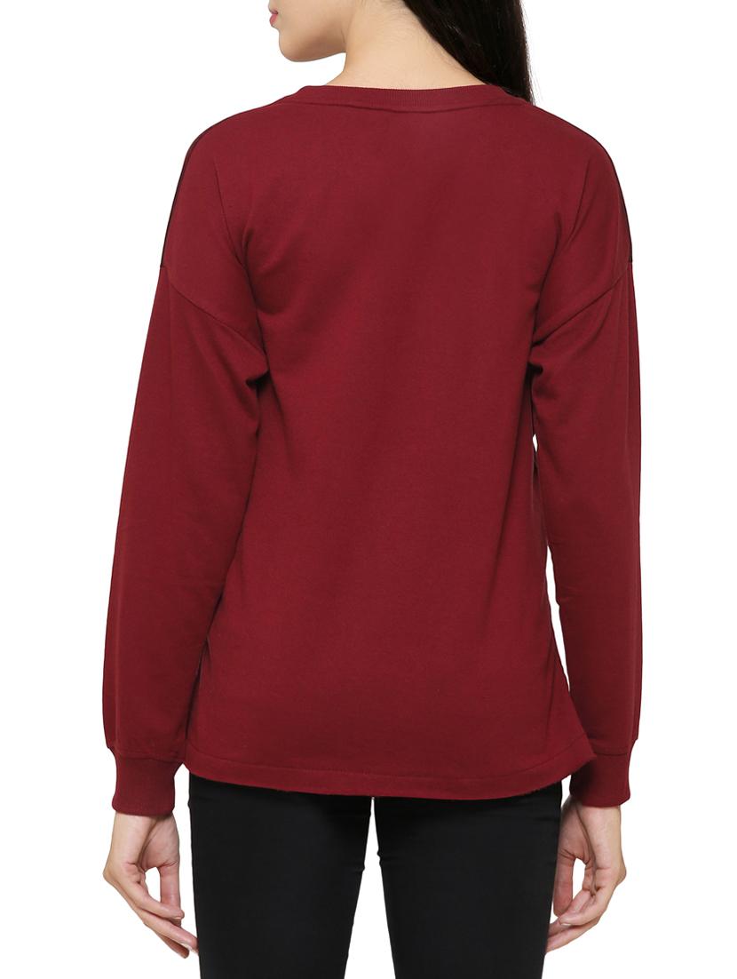 red cotton high low sweatshirt - 14221215 - Standard Image - 2