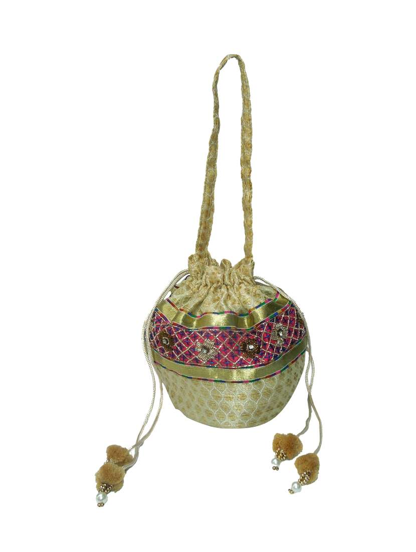 gold leatherette  ethnic potli