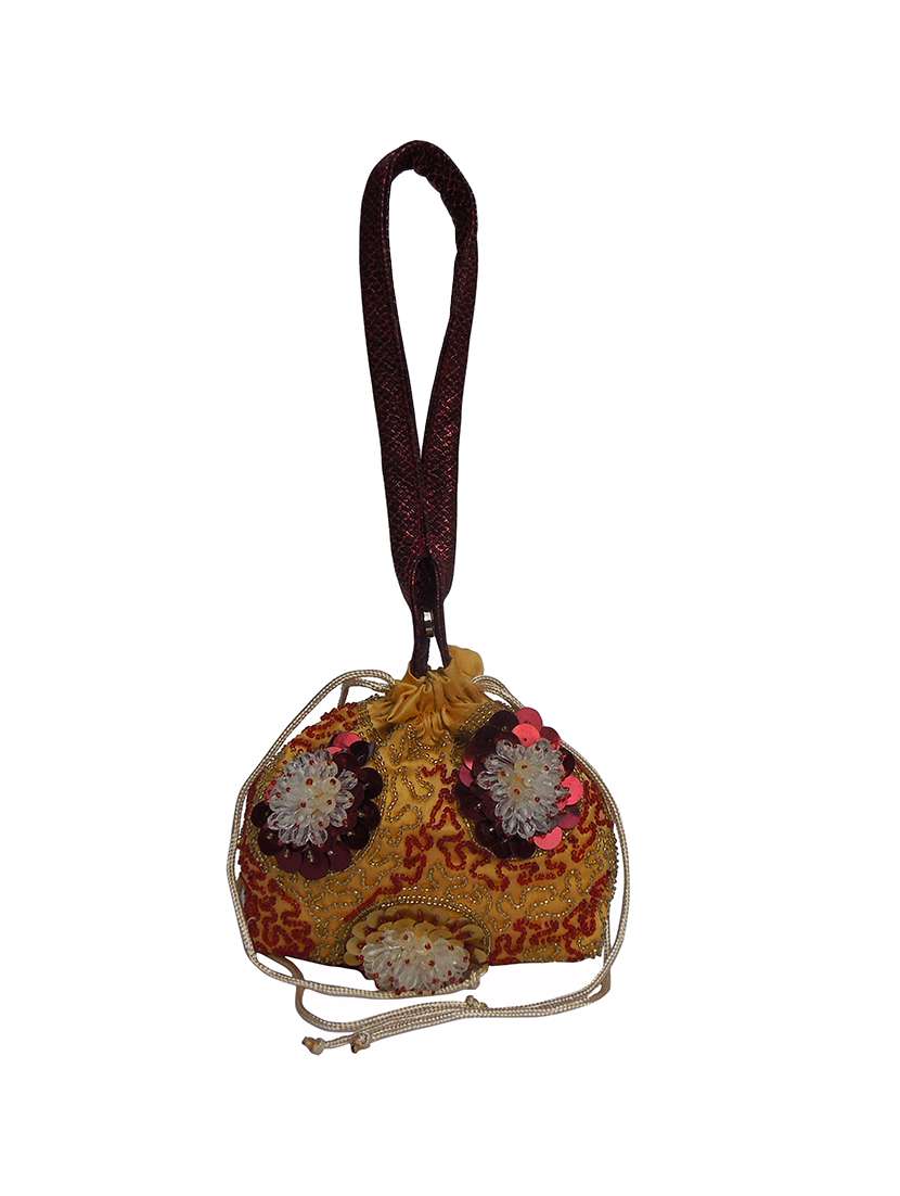 gold leatherette  ethnic potli