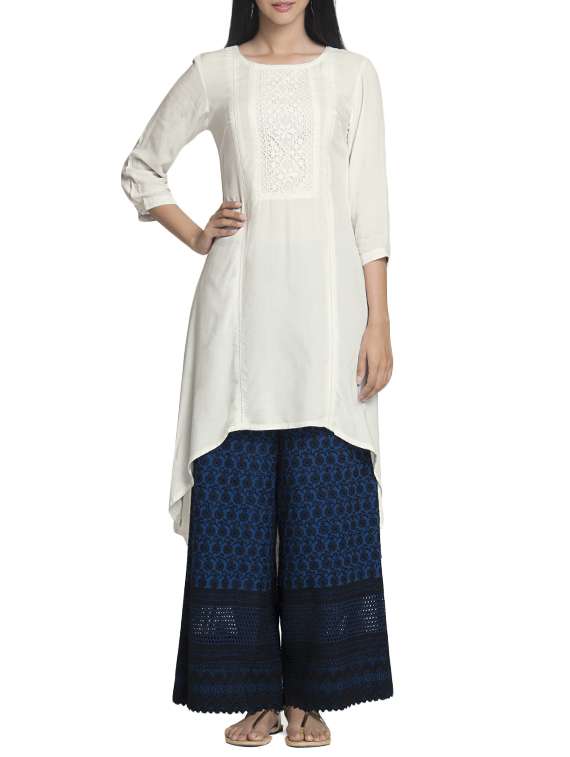 white rayon high-low kurta