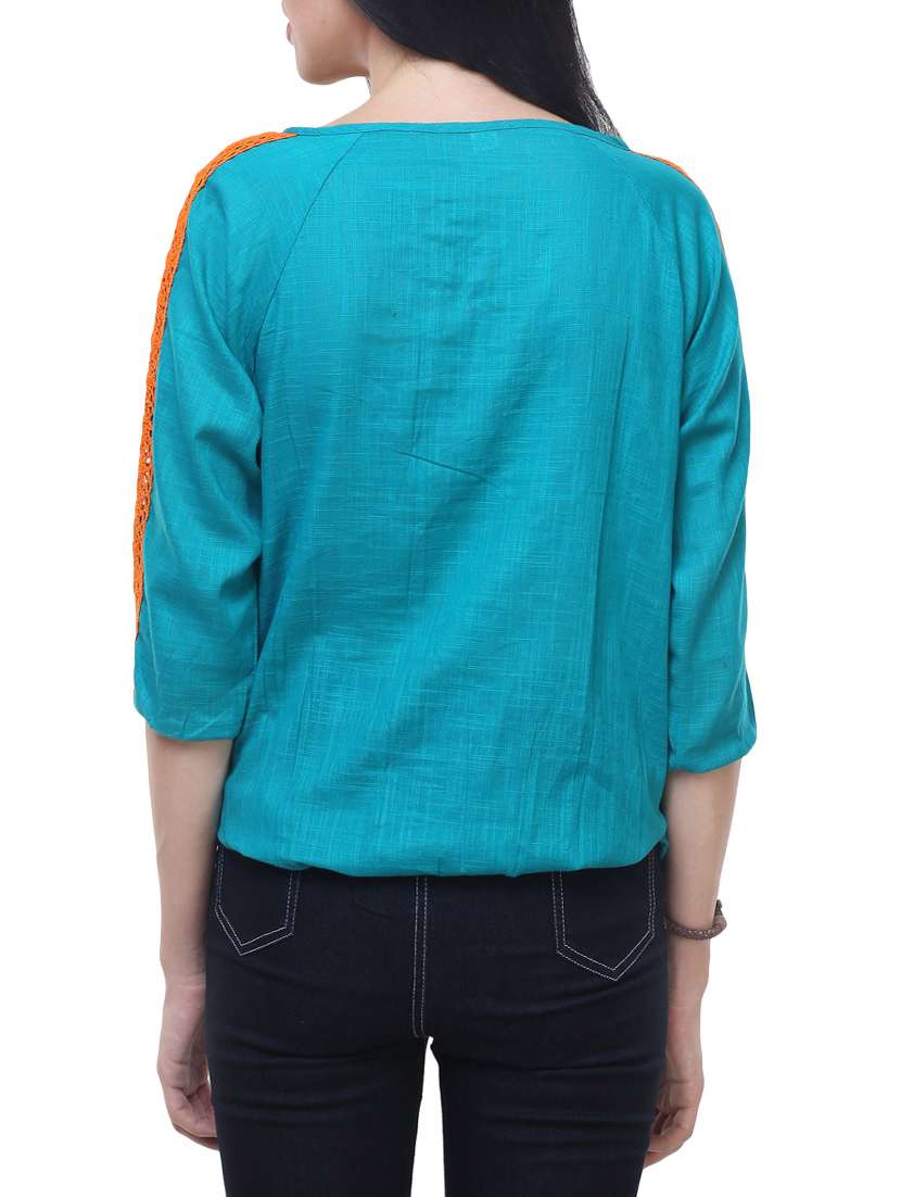 light blue cotton blouson top - 14228987 - Standard Image - 2