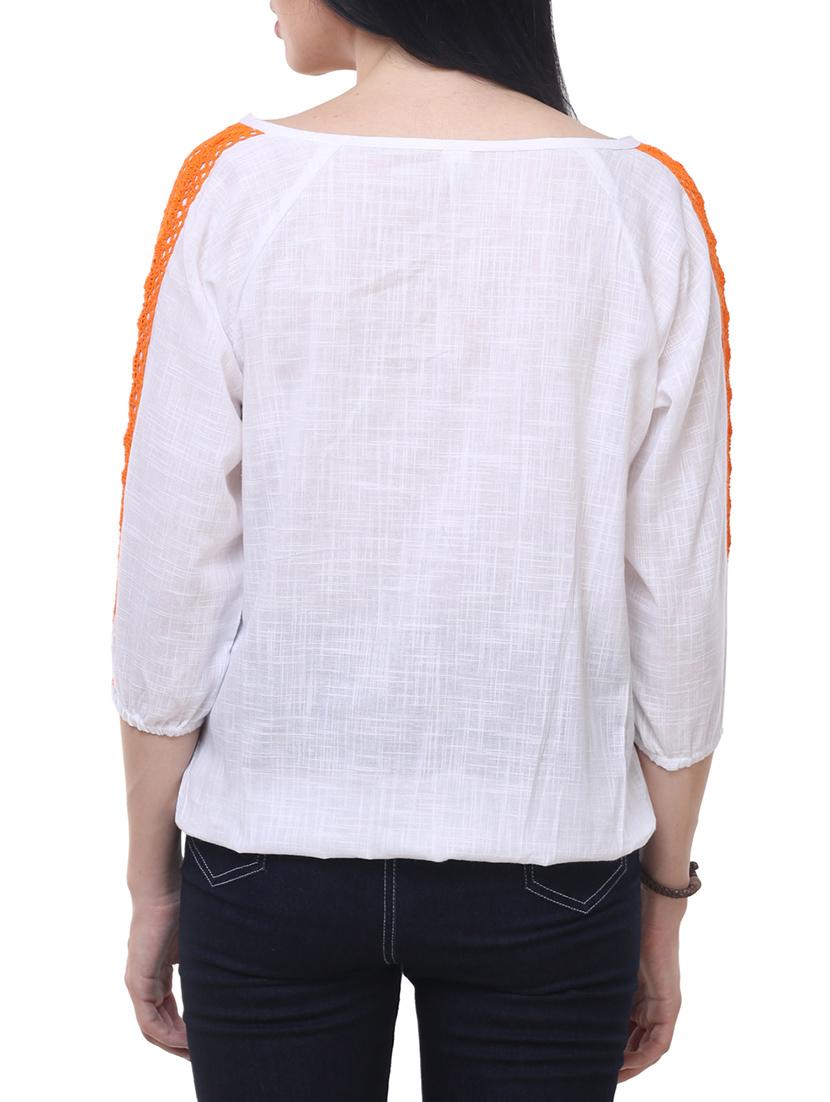 white cotton blouson top - 14228988 - Standard Image - 2