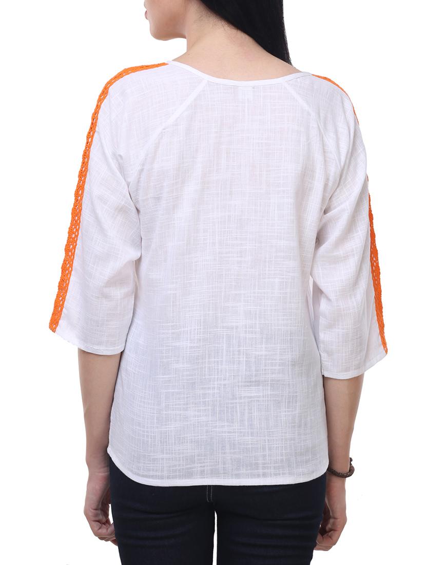 white cotton casual top - 14228994 - Standard Image - 2