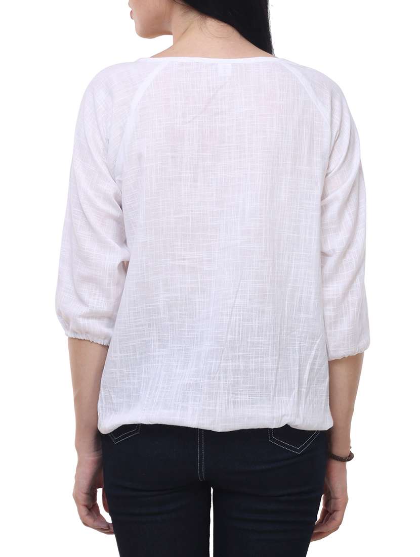 white cotton blouson top - 14228998 - Standard Image - 2