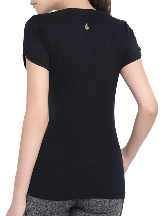 black cotton casual tee - 14234115 - Standard Image - 2