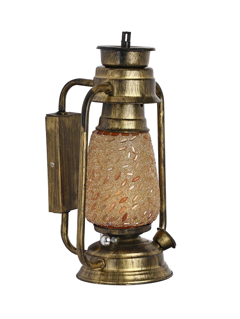somil antique wall mount lantern lamp with glass hand decorated - 14236176 - Standard Image - 2