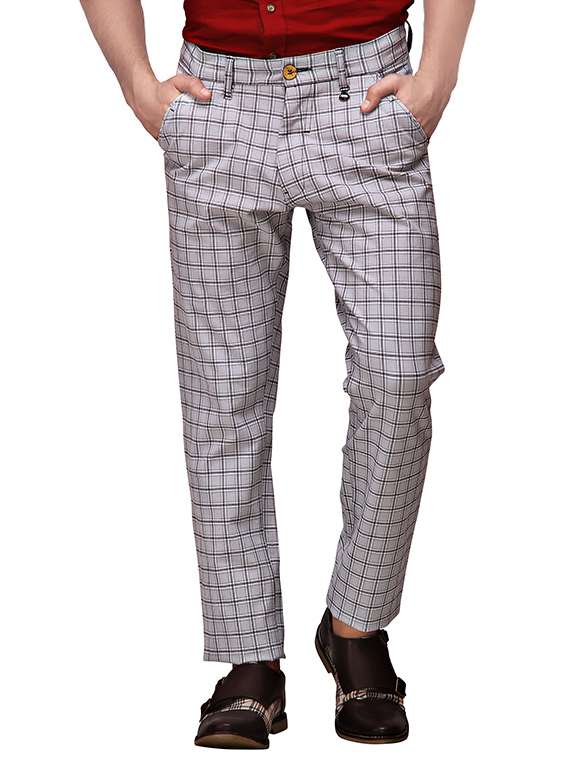 grey polyester flat front casual trouser