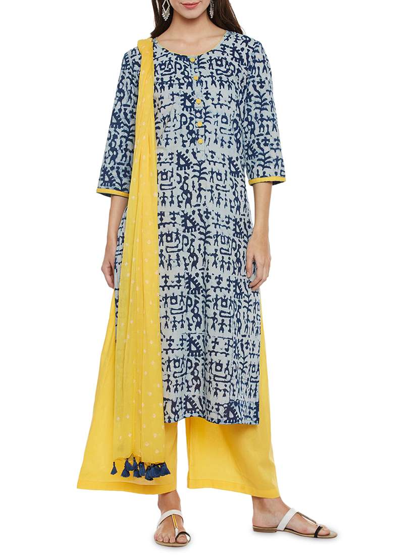 tribal block printed unstitched palazzo suit