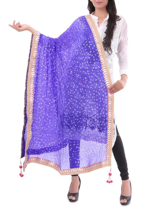 blue bandhani georgette dupatta - 14252671 -  Standard Image - 0
