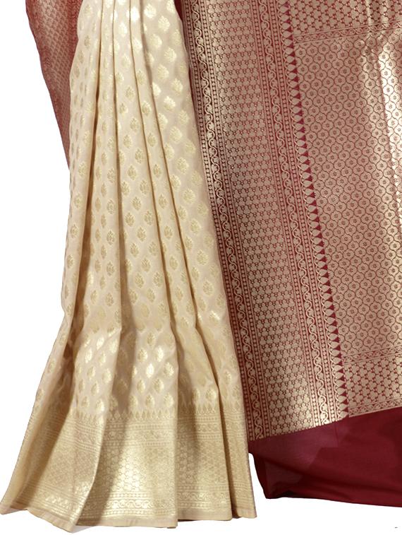 maroon silk banarasi saree with blouse - 14253438 - Standard Image - 2