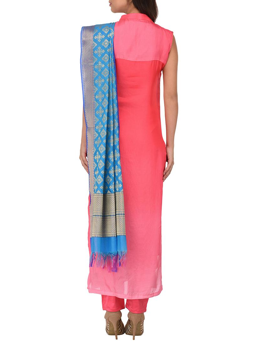 pink unstitched straight pant unstitched suit - 14254071 - Standard Image - 2