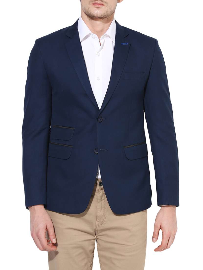 blue polyester formal blazer