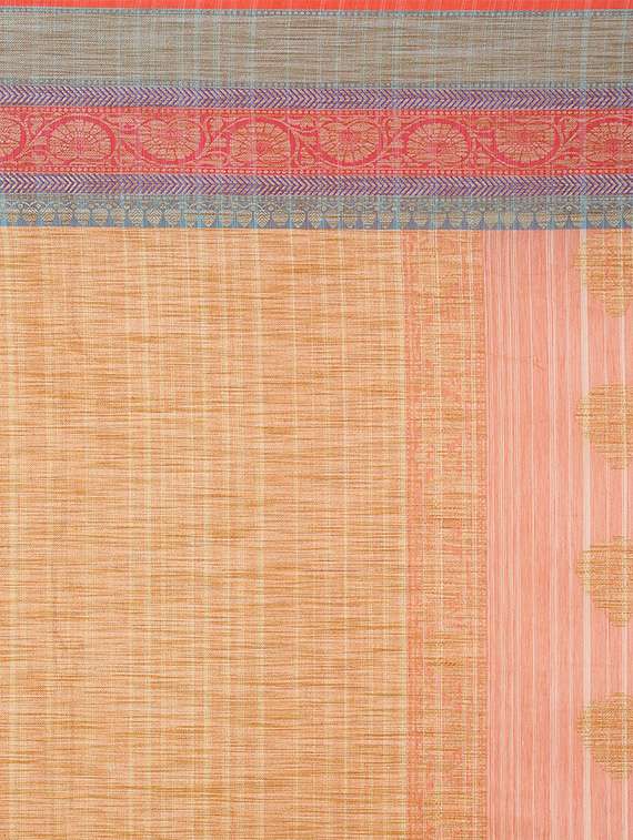 contrast floral border woven saree with blouse - 14255841 -  Standard Image - 2