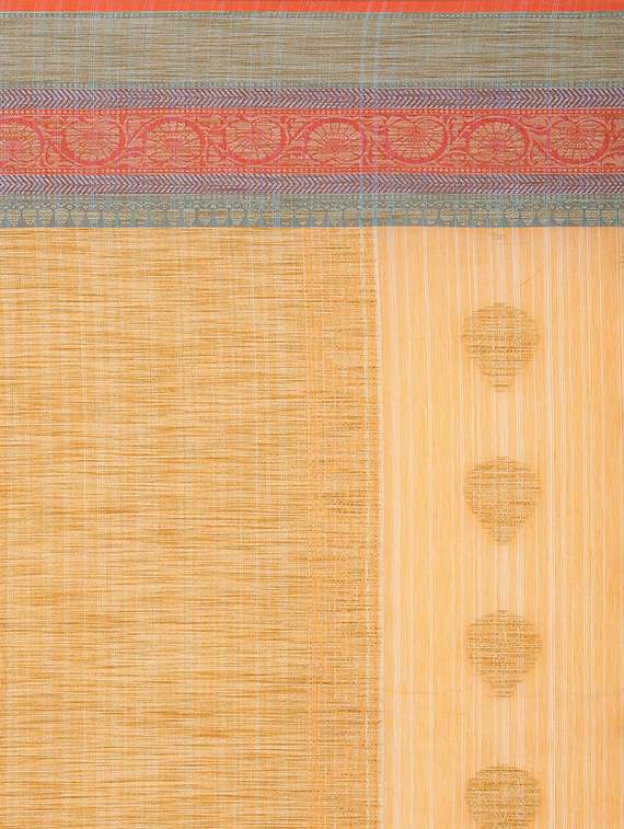 contrast floral border woven saree with blouse - 14255842 -  Standard Image - 2