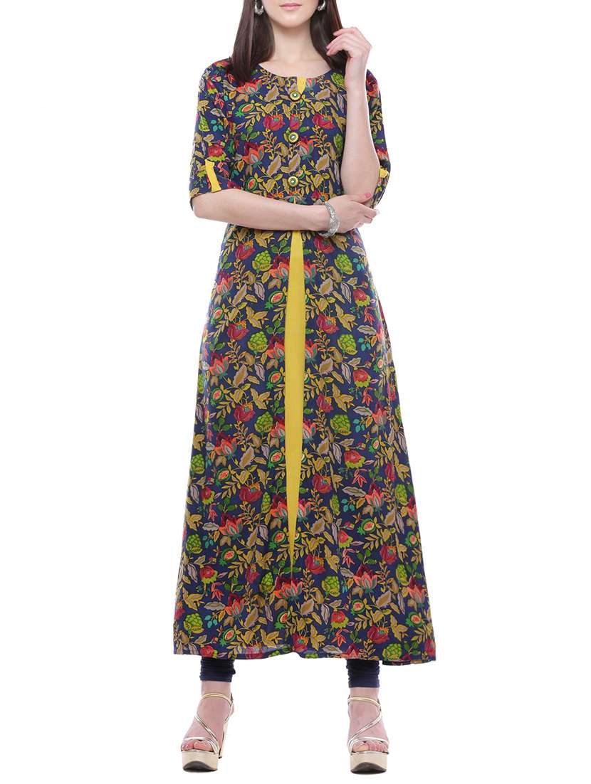 blue colored viscose a-line kurta