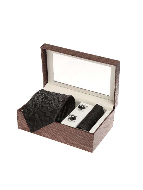 black micro silk fabric tie