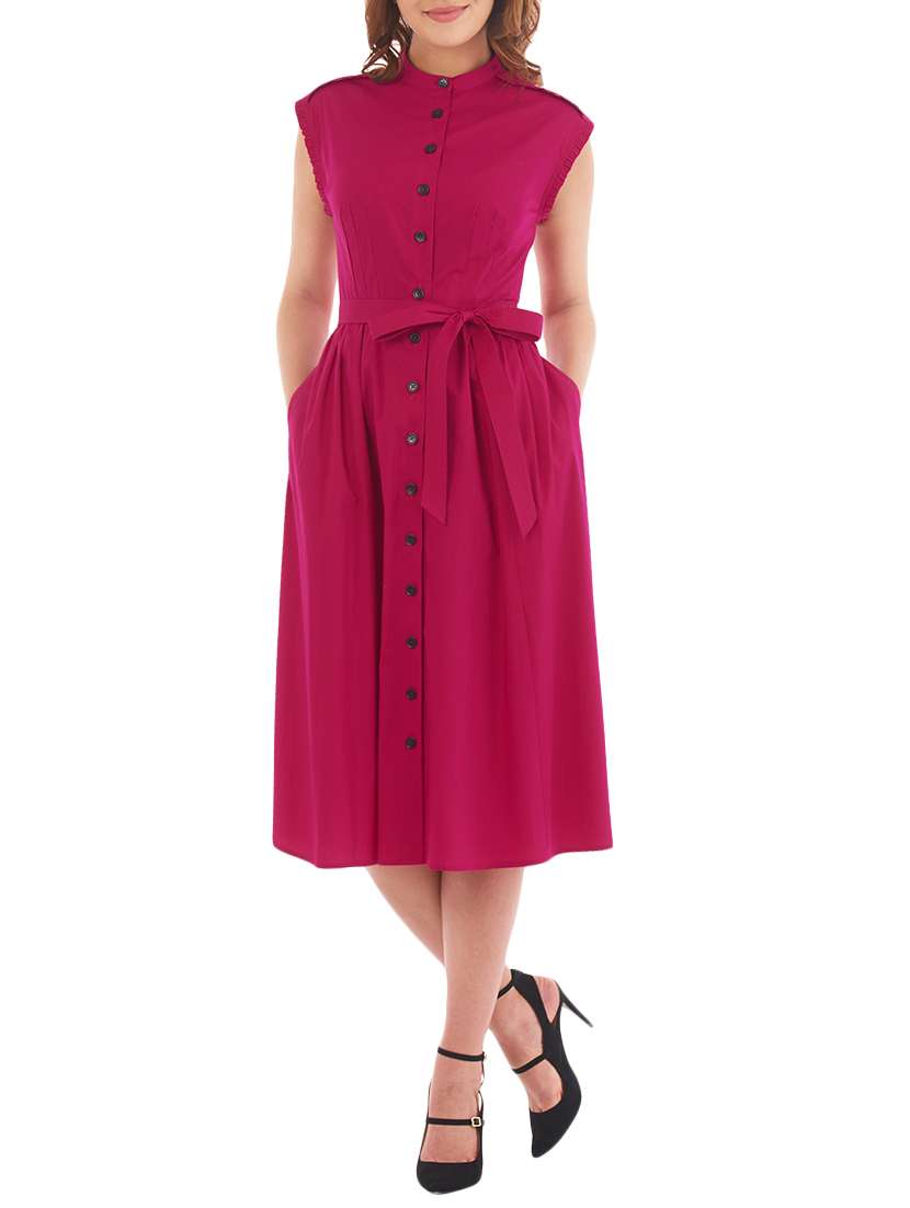 i wear my style pink polyester solid dress