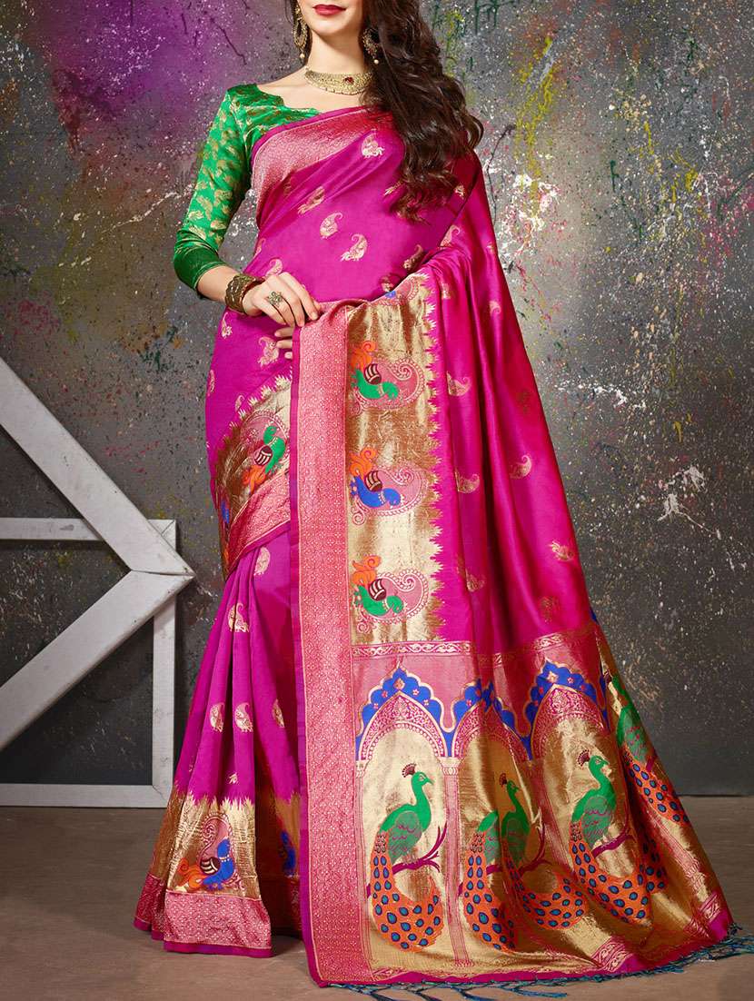 zari paisley kanjivaram saree with blouse