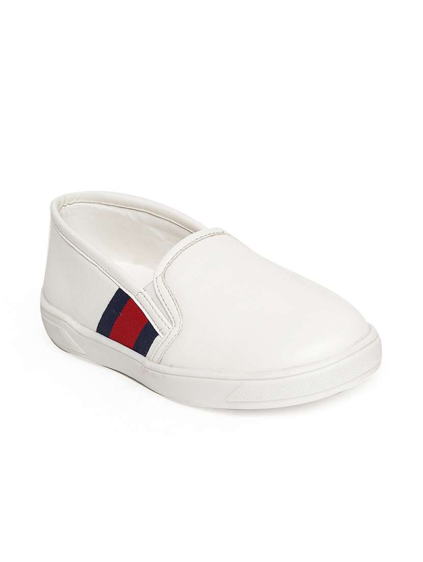 white leatherette slip on sneaker