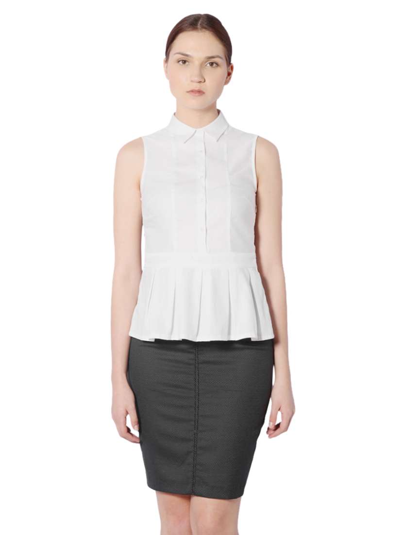 pleated button down peplum top