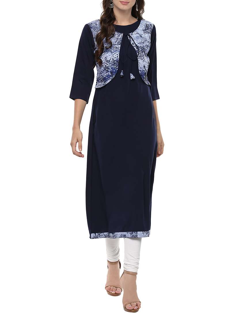 solid kurta with jacket