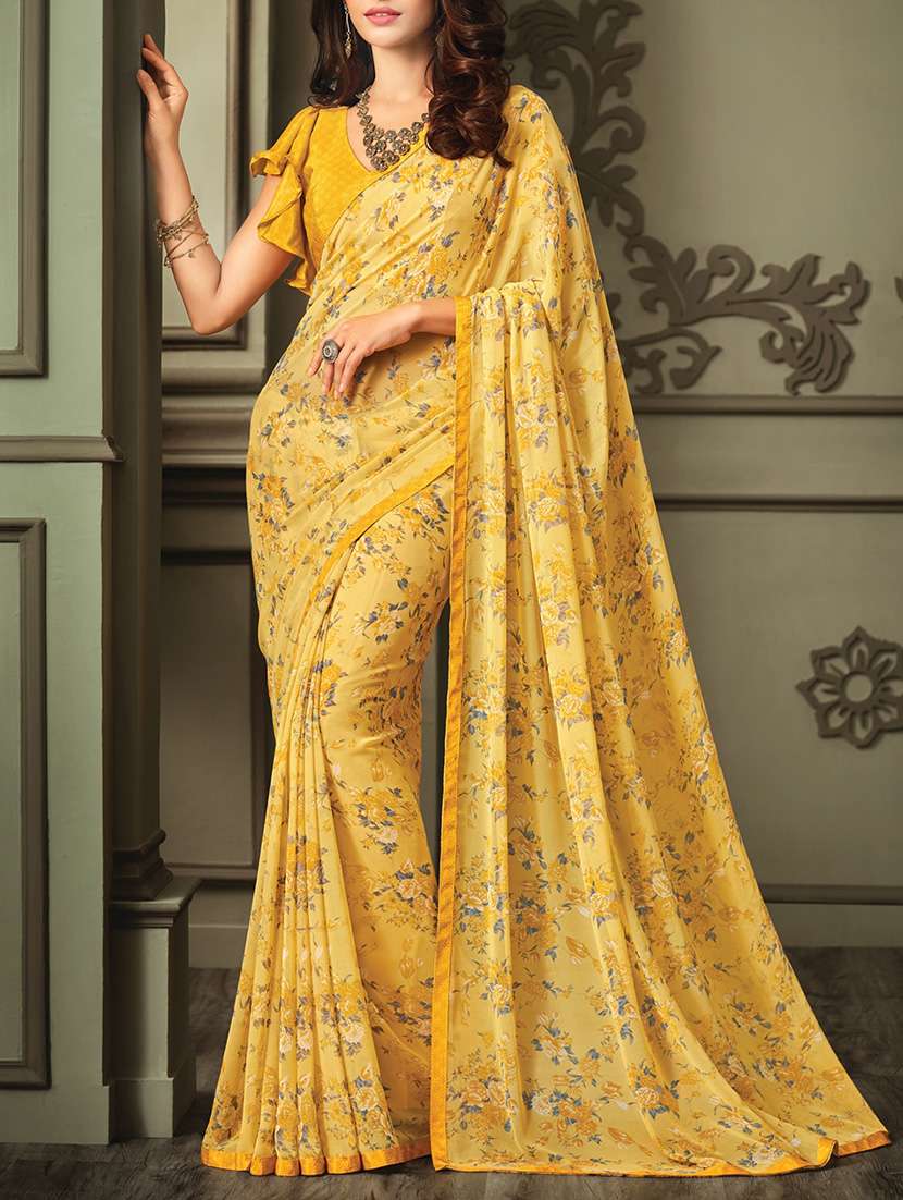 ditsy floral printed saree with blouse