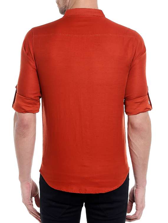 red cotton casual shirt - 14321521 - Standard Image - 2