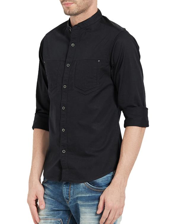 black cotton casual shirt - 14321523 - Standard Image - 2