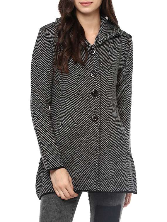 black woollen pea coat