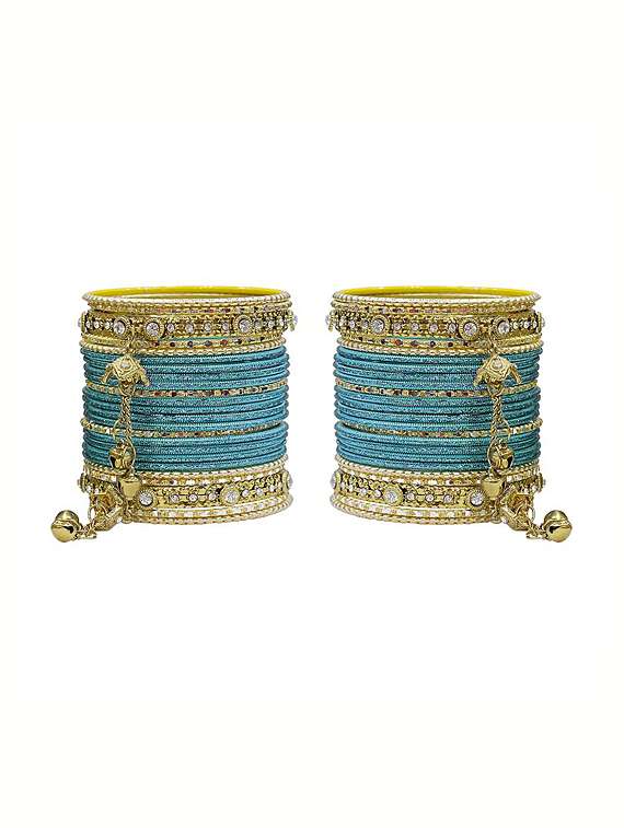 blue gold tone  bangles