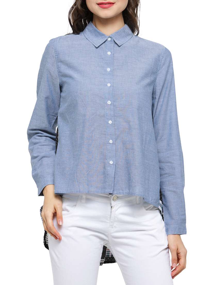 blue cotton casual shirt