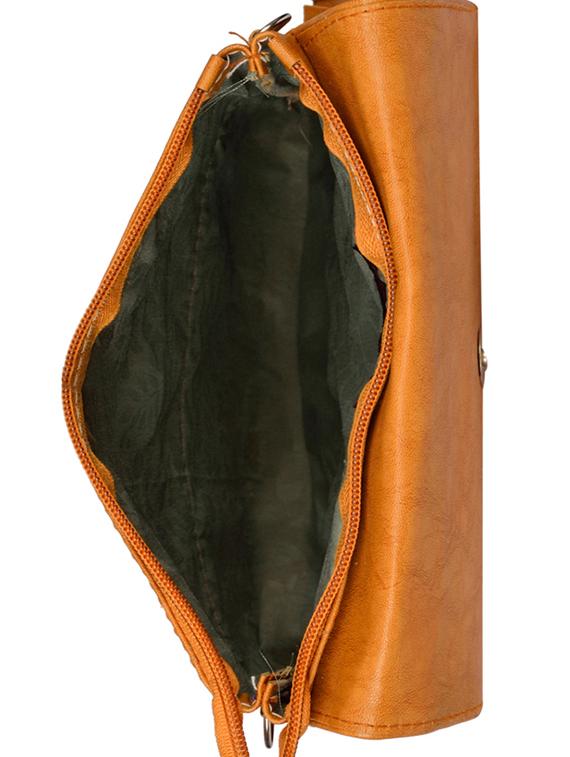 tan textured regular sling bag - 14326463 - Standard Image - 2