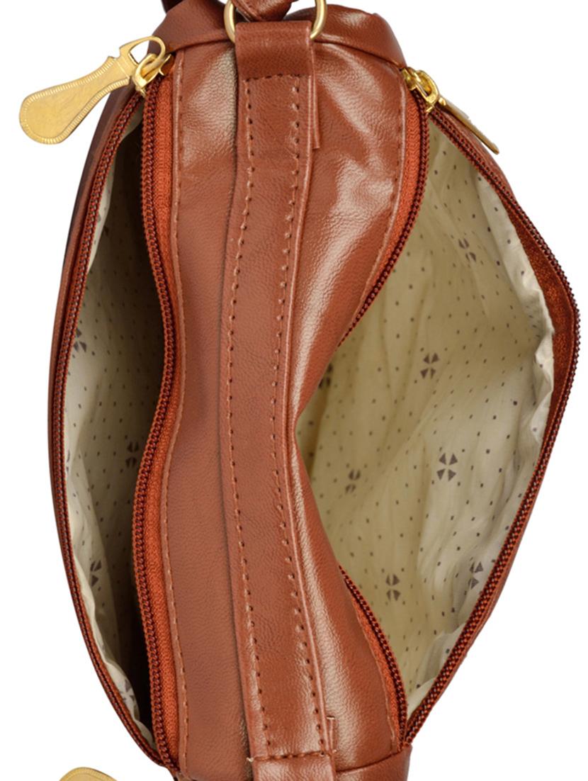 brown leatherette regular sling bag - 14326468 - Standard Image - 2