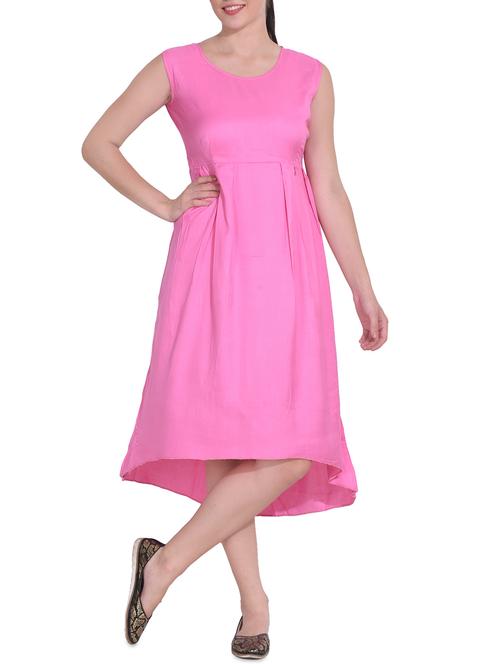 women's high low solid dress - 14329232 - Standard Image - 0