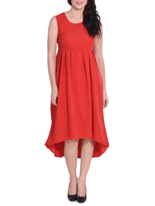 women's high low solid dress - 14329235 - Standard Image - 0