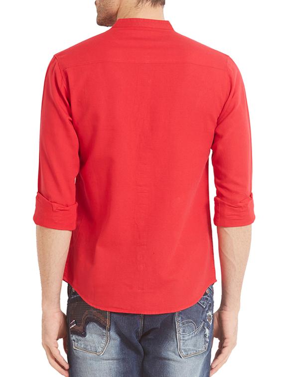 red cotton casual shirt - 14332070 - Standard Image - 2