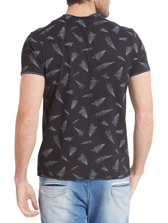 black cotton all over print t-shirt - 14332164 -  Standard Image - 2
