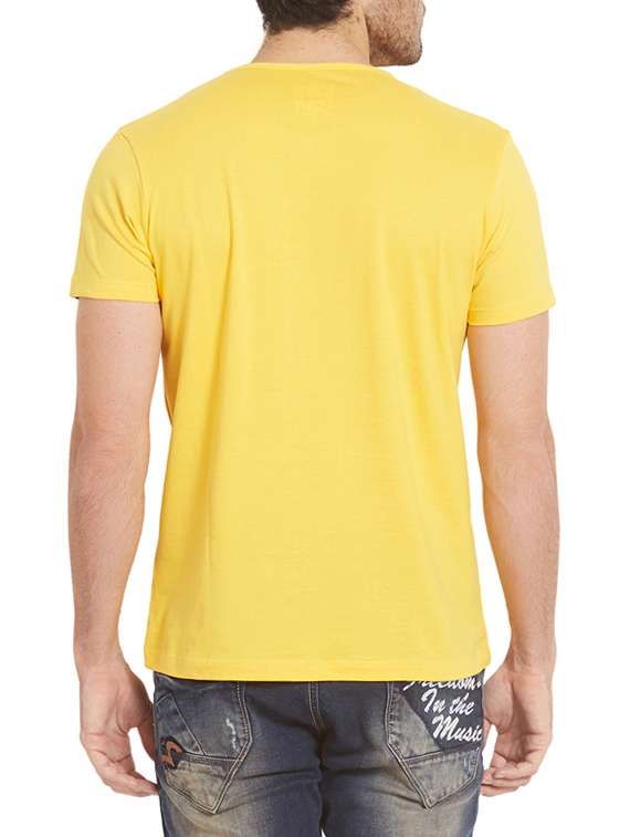 yellow cotton chest print t-shirt - 14332184 - Standard Image - 2