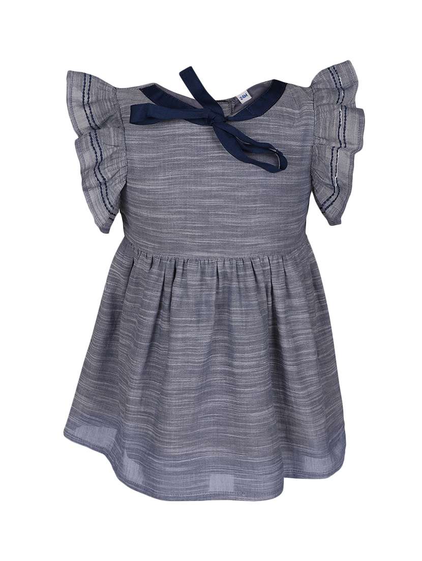 girls round neck cape sleeve frock