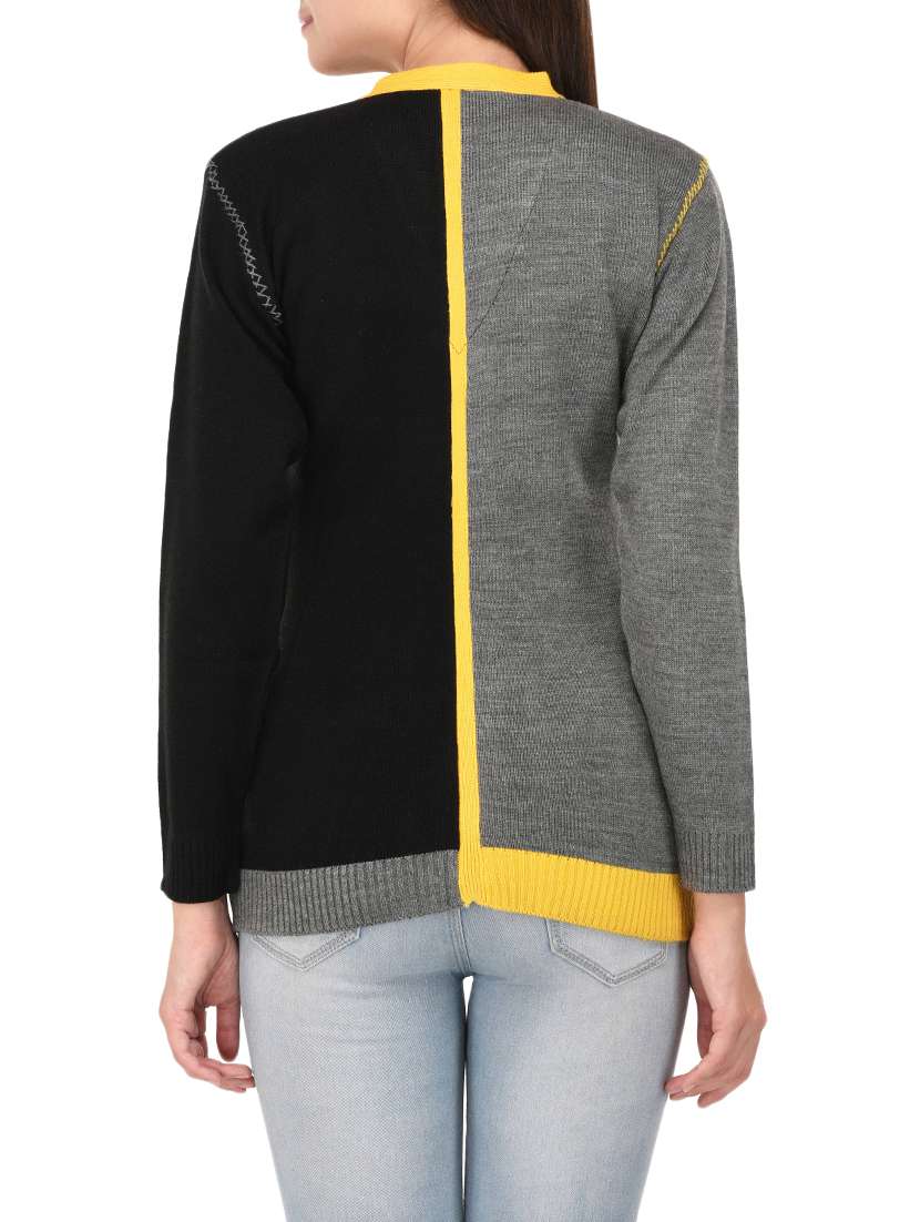 color block woollen cardigan - 14335884 -  Standard Image - 2