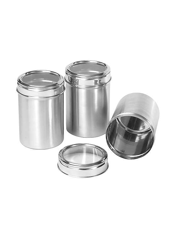 set of 3 stainless steel see through containers 1.25 l each