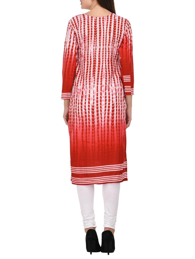 red cotton unstitched kurta - 14340534 - Standard Image - 2