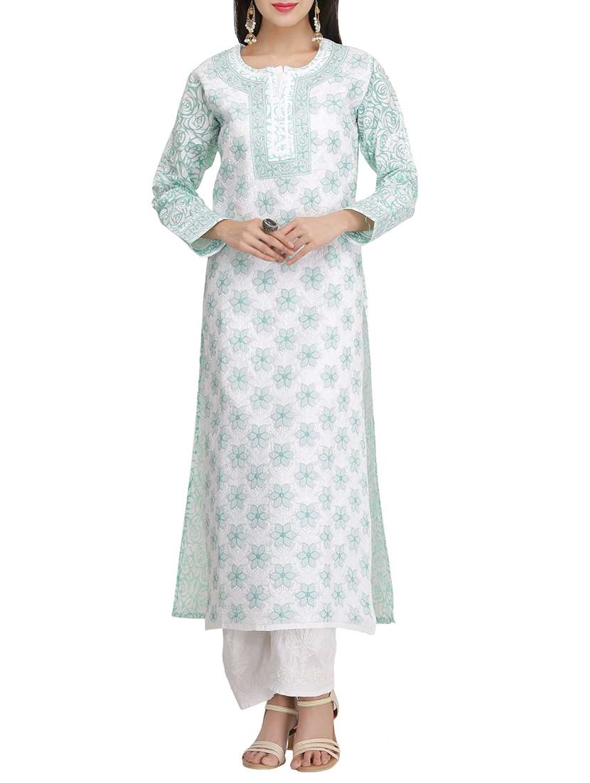 ada white cotton straight kurta