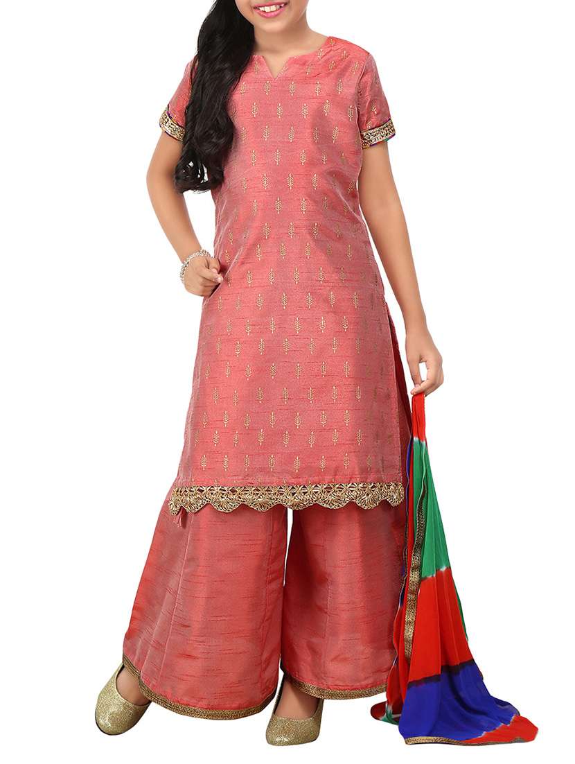 kaanchie nanggia red silk blend suit set