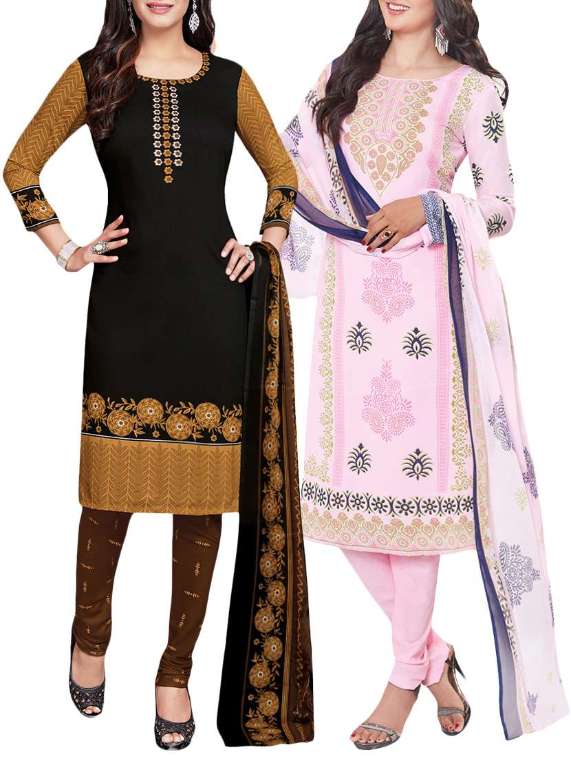 multi colored crepe combo dress material